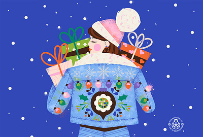 Christmas Girl Wallpapers character christmas gift box girls holiday presents product illustration vector illustration winter