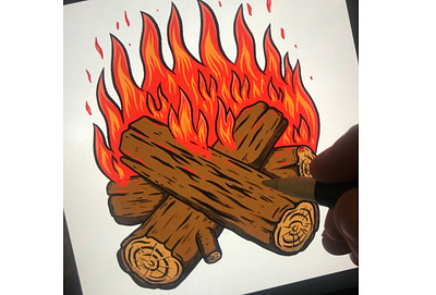 Campfire. Sketching in Procreate bonfire campfire camping fire sketch