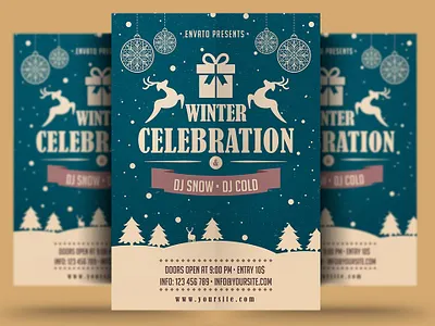 Winter Celebration Flyer christmas christmas flyer event flyer holiday holiday flyer new year poster print psd snow template winter winter festival winter flyer winter holiday winter holiday flyer winter party winter party flyer