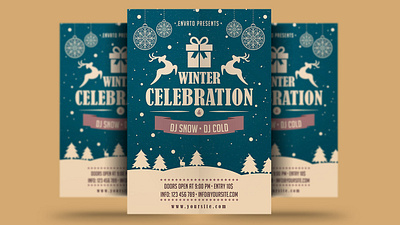 Winter Celebration Flyer christmas christmas flyer event flyer holiday holiday flyer new year poster print psd snow template winter winter festival winter flyer winter holiday winter holiday flyer winter party winter party flyer