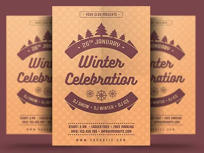 Winter Celebration Flyer christmas christmas flyer event flyer holiday holiday flyer new year poster print psd snow template winter winter festival winter flyer winter holiday winter holiday flyer winter party winter party flyer