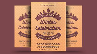 Winter Celebration Flyer christmas christmas flyer event flyer holiday holiday flyer new year poster print psd snow template winter winter festival winter flyer winter holiday winter holiday flyer winter party winter party flyer