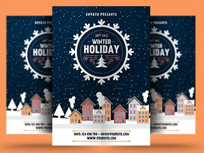 Winter Holiday Flyer christmas christmas flyer event flyer holiday holiday flyer new year poster print psd snow template trips winter winter festival winter flyer winter holiday winter holiday flyer winter party winter party flyer