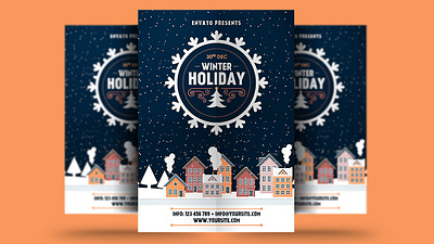Winter Holiday Flyer christmas christmas flyer event flyer holiday holiday flyer new year poster print psd snow template trips winter winter festival winter flyer winter holiday winter holiday flyer winter party winter party flyer