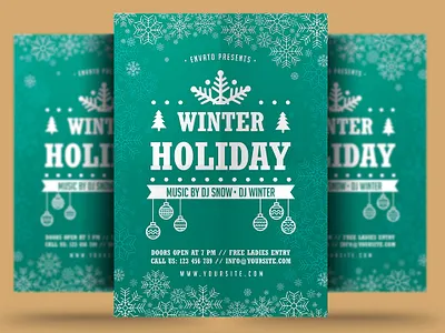 Winter Holiday Flyer christmas christmas flyer event flyer holiday holiday flyer new year poster print psd snow template trips winter winter festival winter flyer winter holiday winter holiday flyer winter party winter party flyer