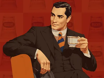 Coffee time 50s ads illustration retro vintage