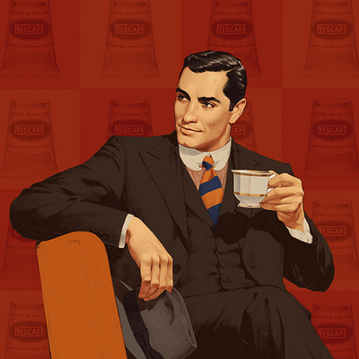 Coffee time 50s ads illustration retro vintage