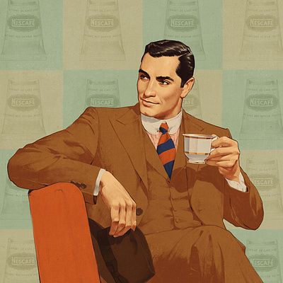 Coffee time 50s illustration retro vintage