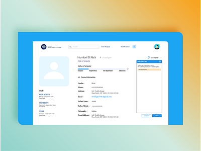 Institute student profile preview admin panel application ui design ui design ux