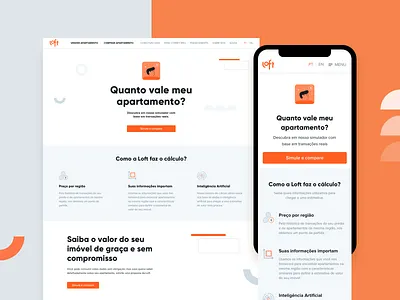 Quanto Vale Meu Apartamento? apartment app call to action clean gray illustration landing page menu navigation orange real state responsive design web web design white space