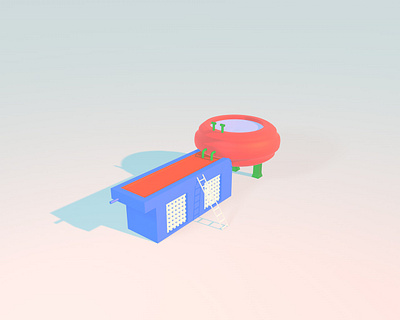 Water Tank 3d c4d illustraion isometric room shadow water tank