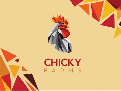 Chicky farms branding chicken design farms illustration illustrator logo minimal polygon polygonal polygonal logo typography vector