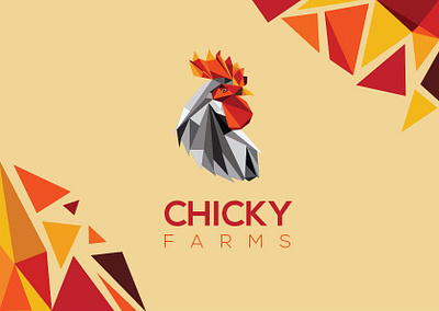 Chicky farms branding chicken design farms illustration illustrator logo minimal polygon polygonal polygonal logo typography vector
