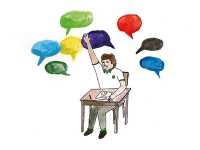 Noise character cloud dialog drawing illustration me noice raise your hand school watercolor