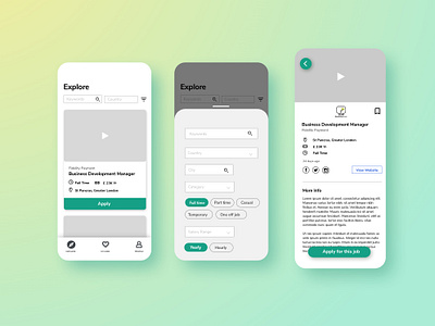 Job Search App job application job board job listing job search mobile mobile app mobile ui sketch ui ui design uiux