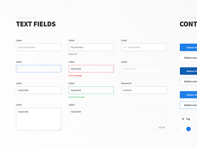 Light & Air UI Kit - Text Fields and Buttons button buttons dashboard text fields ui kit