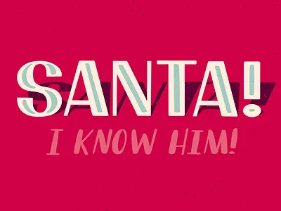 Santa! all caps handwritten in line lettering procreate shadow san serif