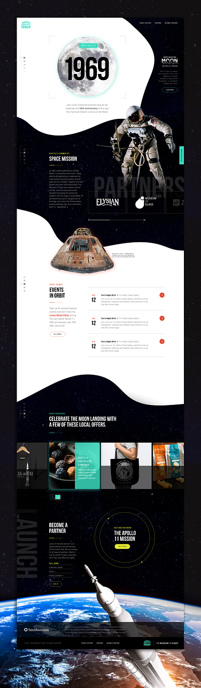 Seattle's Summer of Space Microsite black clean futuristic homepage design microsite modern moon sci fi space website
