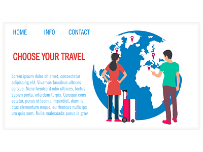 travel web site banner couple design family flat friend girl illustration vector web