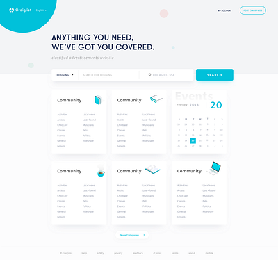 Craigslist Re-design - Homepage concept craigslist design experience prototype ui user user experience userinterface ux