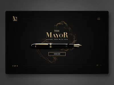 The Mayor - Pen Landing Page app design black and gold clean ui dark ui homepage landingpage luxury pen premium ui uidesign ux webdesign website design