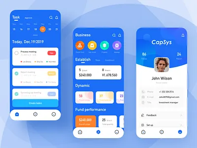 Investment management app app blue capsys clean dashboard design sketch task approval task approval