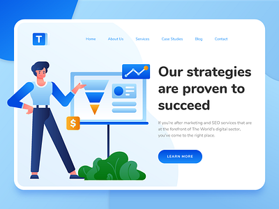 Digital Marketing Landing Page 2 2d analytics blue business digital marketing digital marketing agency finance fintech funnel landing page design landing pages marketing marketing funnel marketing landing page modern strategy ui ux vector web design