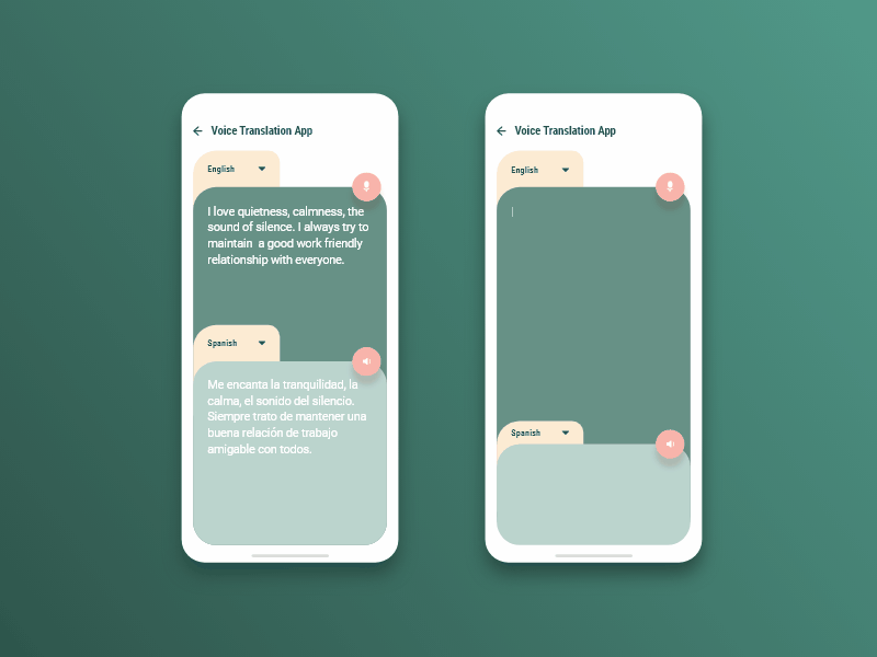 Voice Translation App adobe xd adobexd app clean design interface minimal mobile mobile app mobile ui responsive style translate translation translator ui ux