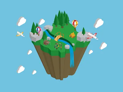 Isometric Floating Mountain Illustration... 3d 3d art 3d ilustration artwork design floating graphic design illustration illustration art illustrator isometric isometric design isometric illustration isometry trend illustration trending design vector