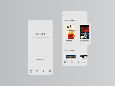 Neuomorphic Bookstore Concept adobexd books cards clean clean ui design ecommerce gray graydesign minimal minimalism mobile mobile ui neuomorphic neuomorphic skeumorphic skeumorphism skeuomorphism ui uidesign