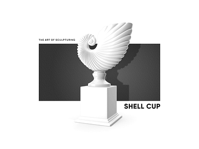 Shell Cup black and white clean clean ui design minimal monochrome sculpture typography