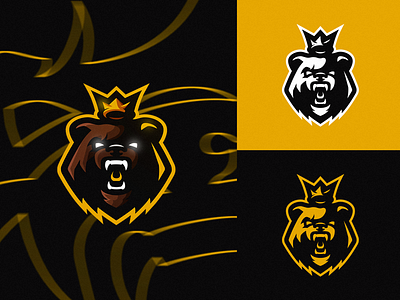 Bear Mascot Logo angry bear bjorklidesign crown esport gaming grizzly logo mascot royal