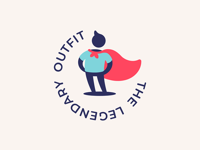 The Legendary Ouyfit animation brand branding circle cloak guy hairstyle hero logodesign logotype man sign t shirt