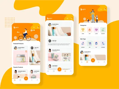 Beauty app app app design beauty beauty app beauty salon colorful cosmetic design home screens illustration onboarding screens