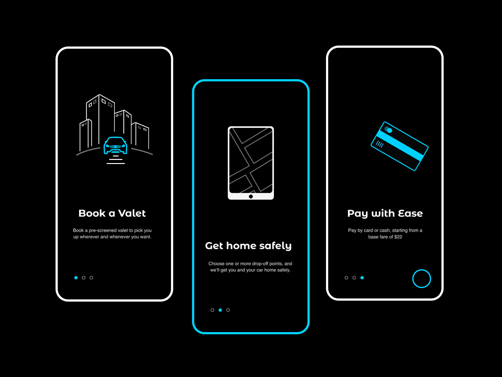 Vallet App Onboarding android animation app black booking app car dark figma icon map ngnvuan onboarding pay principle ui vallet vietnam