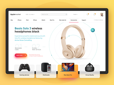 Apple Market Concept adobe xd apple clean design digital dream dribbble figma headphone layout mac minimal minimalism product shot ui uidesign ux web website