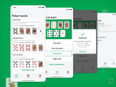 Pocker Combos app cards design icons ios iu mobile app platform play cards pocker ux