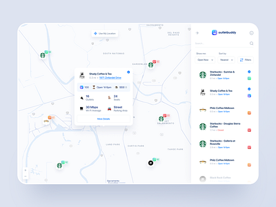 Dashboard Map View - Detail animation dashboard dashboard app dashboard design dashboard ui detail detail page list view map dashboard map view outlet buddy ui ux ux web app design