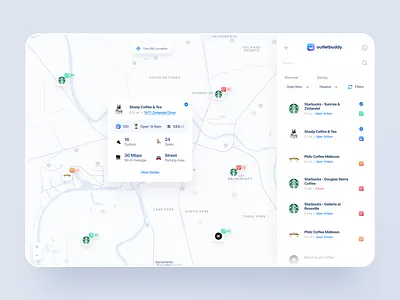 Dashboard Map View - Detail animation dashboard dashboard app dashboard design dashboard ui detail detail page list view map dashboard map view outlet buddy ui ux ux web app design