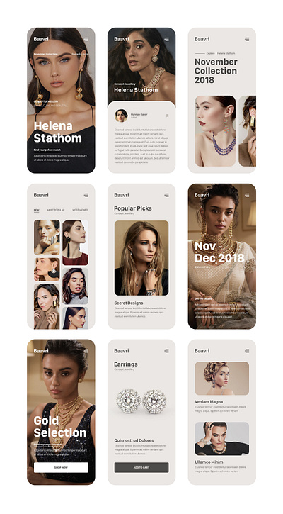 Mobile App - Concept Jewellery app design fasion mobile mobile app mobile app design mobile ui typography ui ux design uxdesign uxui