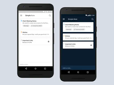 Simple Note - Light and Dark Mode design iphone x notes sketch ui