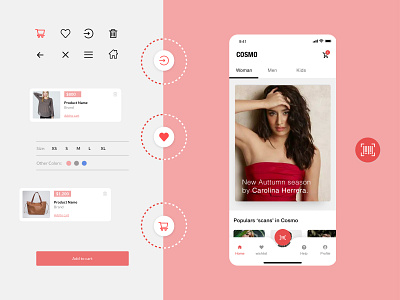COSMO App app branding cards design development icon information logo naming typography ui ux