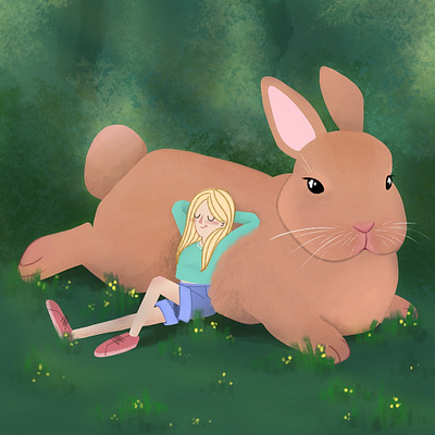 Forest bunny animal animal illustration animals bunny childrens book childrens illustration digital forest forest animals illustration rabbit