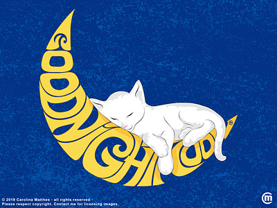 Goodnight Moon animals art babycat cat cute design drawing handlettering illustration kawaii kitty moggy moon sleeping typodesign typography vector vectordesign vectorillustration
