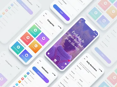 Motivational Quotes Mobile App adobe app branding clean clean creative design flat flat design illustration inspiration minimal mobile ui quote rebound ui ux vector xd