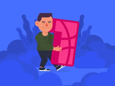 1 Dribbble invitation character digital flatdesign illustration invitation vector
