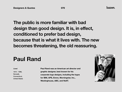 Quote - Paul Rand design tip design tips inspiration inspirational quote learn learn design learning motivation principles product design quote quote design quotes tip tips ui ui design ui designer ux ux design