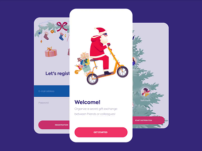 Mobile App - Secret Santa animation app clean colors design illustration minimal mobile ui ux