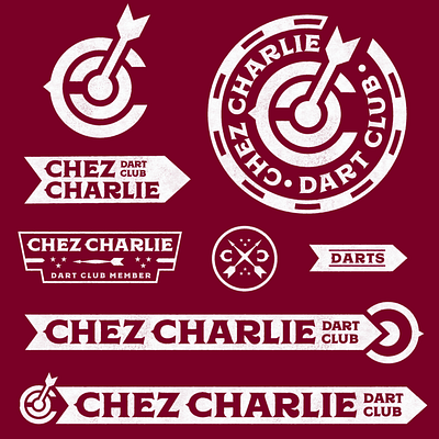 Chez Charlie Dart Club badge bar brand branding dart dart club darts icon icons illustration logo mark monogram type typography