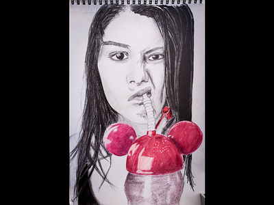 Mary sipping juice drawing pencil pencil drawing realism realistic drawing sketch sketchbook traditional art wamborf